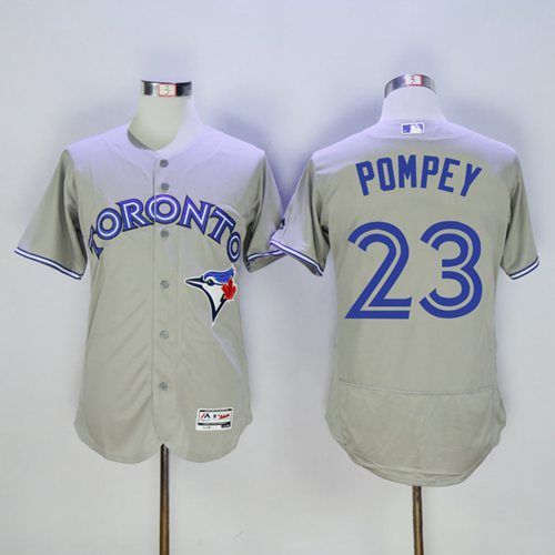 Blue Jays #23 Dalton Pompey Grey Flexbase Authentic Collection Stitched MLB Jersey - Click Image to Close